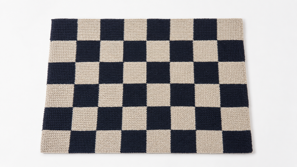 Alfombra Aurea Damero — Tejido Artesanal a Cuadros de Fique